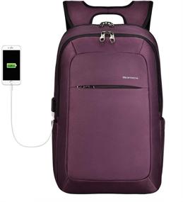 img 4 attached to 🎒 Stay Stylish and Secure: KOPACK Slim Women Laptop Backpack 15.6 inch with USB Charging Port, Anti Theft Laptop Bag College Purple