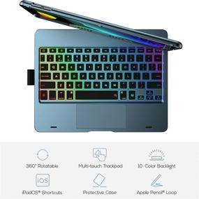 img 1 attached to 🔌 Typecase Touch iPad Keyboard Case with Trackpad - 10.2 inch iPad 2021 9th, 8th, 7th Gen, Air 3, Pro 10.5-10 Color Backlight, 360° Protective Slim Cover with Apple Pencil Holder