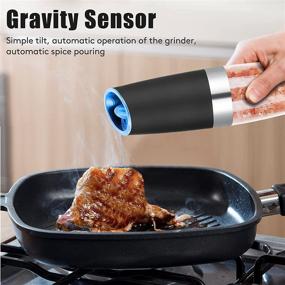 img 3 attached to 🧂 AIWANTING Electric Salt and Pepper Grinder Set - Gravity Automatic, Battery-Powered with Adjustable Thickness & LED Lights - Convenient One-Handed Operation - 2 Pack