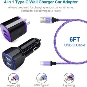 img 3 attached to Fast Charging Car Adapter Type C Cable 6FT Compatible with Samsung Galaxy S20 Plus/Ultra, S10 S10e, Note 20/10, A21 A51 A50 A20, A01 A11 A70 A71 A31 A41 A9, LG G8X V60 V50 G9 Thinq K51 - C Phone Charger