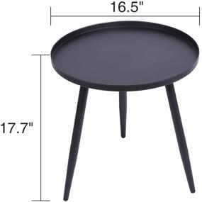 img 2 attached to 🪑 JINHUI Round Metal Side Table - Waterproof Outdoor & Indoor Accent Table, Small Sofa Coffee Table - Removable Tray, Ideal for Living Room, Bedroom, Balcony, Office - Easy to Assemble (Black)