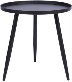 img 3 attached to 🪑 JINHUI Round Metal Side Table - Waterproof Outdoor & Indoor Accent Table, Small Sofa Coffee Table - Removable Tray, Ideal for Living Room, Bedroom, Balcony, Office - Easy to Assemble (Black)