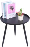 🪑 jinhui round metal side table - waterproof outdoor & indoor accent table, small sofa coffee table - removable tray, ideal for living room, bedroom, balcony, office - easy to assemble (black) logo