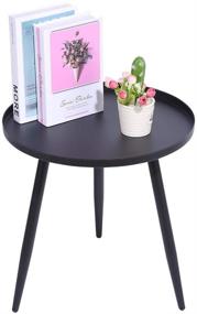 img 4 attached to 🪑 JINHUI Round Metal Side Table - Waterproof Outdoor & Indoor Accent Table, Small Sofa Coffee Table - Removable Tray, Ideal for Living Room, Bedroom, Balcony, Office - Easy to Assemble (Black)