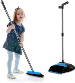 img 2 attached to Premium Stainless Steel Dustpan and Cleaning Broom Combo: Extra-Long Handle, Easy to Clean and Assemble, Durable & Foldable - Ideal for Home, Room, Office, and Lobby Use (Black & Blue)