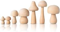 threesuns wooden mushroom set: 7-pack natural unfinished mushrooms in sturdy box - mini lotus wood figures for arts and crafts logo