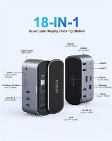 img 3 attached to 💻 USB C Docking Station - 18-in-1 Multiport Adapter with Dual 4K HDMI+DP, Ethernet, 4 USB, SD/TF, USB C PD, Data Port, Audio/Mic - Compatible with Dell XPS 13/15, Surface Pro 7/Go, MacBook Pro/Air