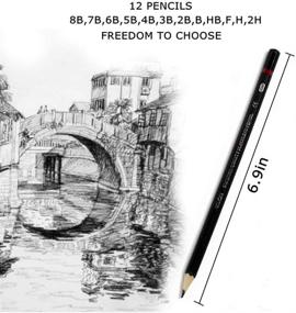 img 2 attached to Набор карандашей для рисования Surcotto Drawing Sketch - 12 шт. профессиональных графитовых карандашей для художников, начинающих, студентов, детей, учителей и дизайнеров - 8В, 7В, 6В, 5В, 4В, 3В, 2В, В, НВ, Ф, Н, 2Н.