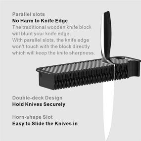 img 1 attached to Блок для ножей из бамбука - Универсальный держатель KITCHENDAO XL для ножей, ножниц и ножей-точилок - Компактное хранение ножей с дизайном отсеков для защиты лезвия - Экологичное решение