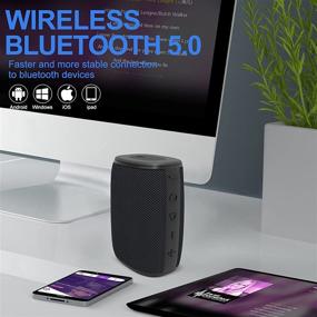 img 2 attached to Водонепроницаемая Bluetooth-колонка Hadisala IPX7 с функцией TWS-связи и исключительно глубоким басом - беспроводная колонка для душа для спорта, пляжа и путешествий - Bluetooth 5.0, микрофон и TF карты, объемное звучание 360 градусов.