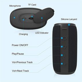 img 3 attached to Водонепроницаемая Bluetooth-колонка Hadisala IPX7 с функцией TWS-связи и исключительно глубоким басом - беспроводная колонка для душа для спорта, пляжа и путешествий - Bluetooth 5.0, микрофон и TF карты, объемное звучание 360 градусов.