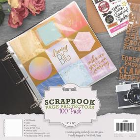 img 4 attached to Samsill 12x12 Scrapbook Refill Pages - Pack of 100, Clear, Super Heavyweight, Compatible with 3-Ring Binders and 12x12 Photo Albums, Archival Safe, Top Loading, Acid-Free, PVC-Free