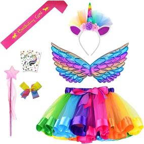 img 4 attached to 🦄 Enchanting Rainbow Unicorn Birthday Costumes Headband: Sparkle with Magic!