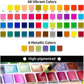 img 2 attached to Upgrey Watercolor Paint Set: 48 Premium Colors + 6 Metallic, 20 Papers, 3 Brushes & More!