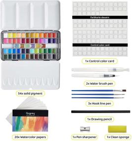 img 3 attached to Upgrey Watercolor Paint Set: 48 Premium Colors + 6 Metallic, 20 Papers, 3 Brushes & More!