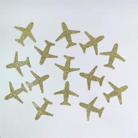 img 1 attached to ✈️ Gold Glitter Airplane Table Scatter and Paper Confetti Decorations – 100 Counts Perfect for Baby Showers and Birthday Parties
