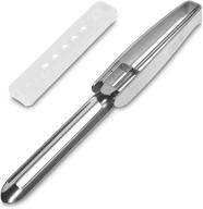 🔪 seki japan long stainless steel vegetable peeler: efficiently peel with plastic safety cover logo