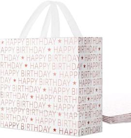 img 4 attached to 🎁 PACKQUEEN 6 Happy Birthday Gift Bags with Handles 10x4.5x10 Inches, Medium Gift Bags Bulk, Rose Gold Letters - Perfect for Women, Girls, Kids, Adults, Men, Boys, Sons, and More