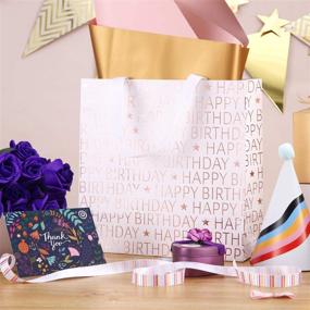 img 3 attached to 🎁 PACKQUEEN 6 Happy Birthday Gift Bags with Handles 10x4.5x10 Inches, Medium Gift Bags Bulk, Rose Gold Letters - Perfect for Women, Girls, Kids, Adults, Men, Boys, Sons, and More