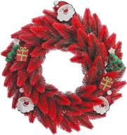 🎄 11.8 inch red artificial christmas wreath with pine christmas tree decor - fake xmas wreath garland for front door, outdoor, indoor, window & wall hanging - party decoration логотип