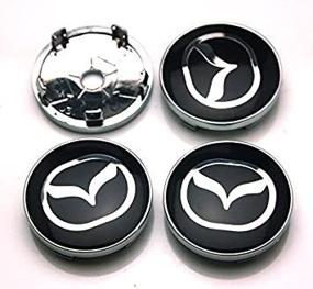 img 2 attached to 🚗 BENZEE 4pcs W240 Black 60mm Car Emblem Badge Sticker Wheel Hub Caps Centre Cover for MAZDA 2 3 6 ATENZA AXELA CX-5 CX-7 CX-8