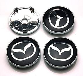 img 3 attached to 🚗 BENZEE 4pcs W240 Black 60mm Car Emblem Badge Sticker Wheel Hub Caps Centre Cover for MAZDA 2 3 6 ATENZA AXELA CX-5 CX-7 CX-8