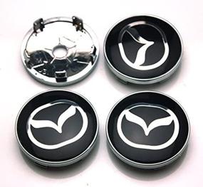 img 1 attached to 🚗 BENZEE 4pcs W240 Black 60mm Car Emblem Badge Sticker Wheel Hub Caps Centre Cover for MAZDA 2 3 6 ATENZA AXELA CX-5 CX-7 CX-8