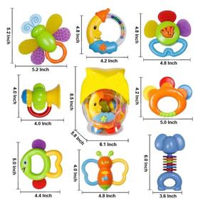 img 1 attached to 8pcs Baby Teether Toys Set - Early Educational Gifts for 3 to 12 Month Newborns and Infants, Grab Shaker Teethers