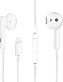 img 4 attached to Premium Quality Wired Headphones with Lighting Connector, Earbuds, Mic, and 🎧 Volume Control - Noise Isolation, Compatible with iPhone 12/11 Pro Max/Xs Max/XR/X/8/7 Plus