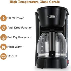 img 1 attached to ☕ 12-Cup Drip Coffee Maker with Glass Coffee Pot and Keep-Warm Function - Black