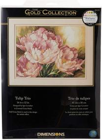 img 2 attached to Dimensions Gold Collection Counted Cross Stitch Kit: Tulip Trio on 14 Count Ivory Aida - 16'' x 12''