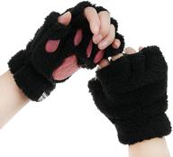 womens gloves winter fingerless mittens logo