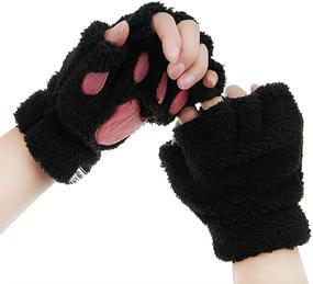 img 4 attached to Womens Gloves Winter Fingerless Mittens