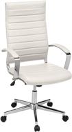 🪑 amazon basics high-back executive swivel office desk chair: white, ribbed puresoft upholstery, modern style with lumbar support логотип