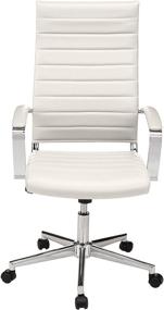 img 3 attached to 🪑 Amazon Basics High-Back Executive Swivel Office Desk Chair: White, Ribbed Puresoft Upholstery, Modern Style with Lumbar Support