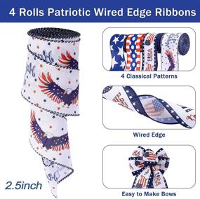 img 3 attached to Yingzhao 4 Rolls Patriotic Wired Edge Ribbon, 2.5 Inches x 10 Yards Each Roll - Star and Stripe Ribbons for 4th of July, President's Day, Independence Day, and Memorial Day Decor