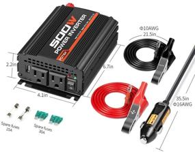 img 3 attached to POTEK 500W Power Inverter/Car Inverter | DC 12V to AC 110V | Dual AC Charging Port & 2A USB Ports | Laptop & Smart Phone Compatible