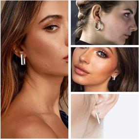 img 3 attached to 💎 Stylish 14K Gold Huggie Hoop Earrings Set | Stainless Steel, Hypoallergenic Design | Small Size for Women & Girls, Ideal for Cartilage, Thiny & Durable