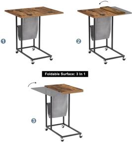 img 3 attached to 🏭 Folding Industrial C Table on Wheels for Small Spaces: LINSY HOME End Table for Bedroom or Living Room