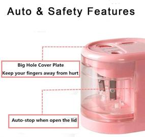 img 2 attached to 🎨 TGHCP Dual-Hole Electric Pencil Sharpener, High-Speed Auto Sharpen for 6-8MM & 9-12MM Pencils, USB/Battery Powered, Ideal for School, Office, Home Use - Pink