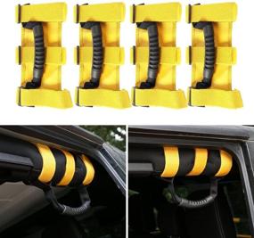 img 4 attached to 🚗 JeCar Yellow Heavy Duty Roll Bar Grab Handles for Jeep Wrangler 1955-2018 JK JL CJ YJ TJ Unlimited - Reliable and Sturdy