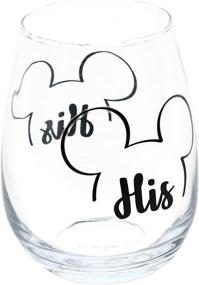 img 1 attached to 🍷 Disney Mickey & Minnie 'His' and 'Hers' Outline Stemless Glass: Set of 2 - Elegant Disney-Themed Stemless Wine Glasses