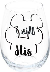 img 3 attached to 🍷 Disney Mickey & Minnie 'His' and 'Hers' Outline Stemless Glass: Set of 2 - Elegant Disney-Themed Stemless Wine Glasses