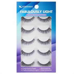 img 4 attached to 👁️ Stephany Natural Multipack 5 Pairs False Eyelashes, Easy to Apply & Reusable Fake Eyelashes, Lightweight Eye Lashes (D 01)