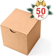 50 пакетов коричневых подарочных коробок mesha - 3x3x3 маленькие картонные коробки с крышками для предложений невестам, девичников и вечеринок для беременных, кексы, предложения крестной и свидетелей, приятности на вечеринках и свадьбах. логотип