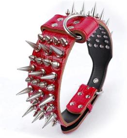 img 3 attached to PET ARTIST 2.0 - High-Quality Leather Dog Collar with Sharp Spike Studs, Ideal for Rottweiler, Pitbull and Large X-Large Training Dogs, Prevents Biting