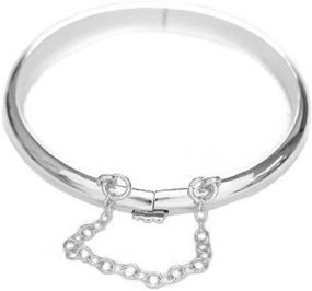 img 2 attached to 🔗 Ritastephens Sterling Silver Safety Chain Girls Bangle Bracelet (Shiny or Etched) - Available in 5.5 or 6 inches