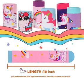 img 1 attached to Novelty Cotton Girls Knee High Socks – Tall Boot Funny Cartoon Stockings – Childs Over Calf Long Socks