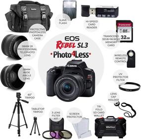 img 2 attached to 📸 Canon EOS Rebel SL3 Digital SLR Camera (Black) Bundle: EF-S 18-55mm Lens + 2X Telephoto + Wide Angle + 64GB + Case + Tripod + Slave Flash + Remote