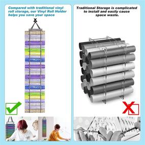 img 3 attached to Оптимальное решение для хранения виниловых пластинок - настенный держатель для виниловых рулонов/органайзер за дверью, стеллаж для хранения винила с 24 отделениями для подвешивания.